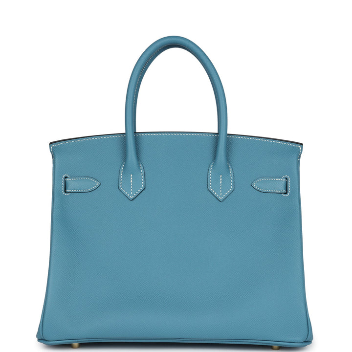 Hermes Birkin 30 Blue Jean Epsom Gold Hardware