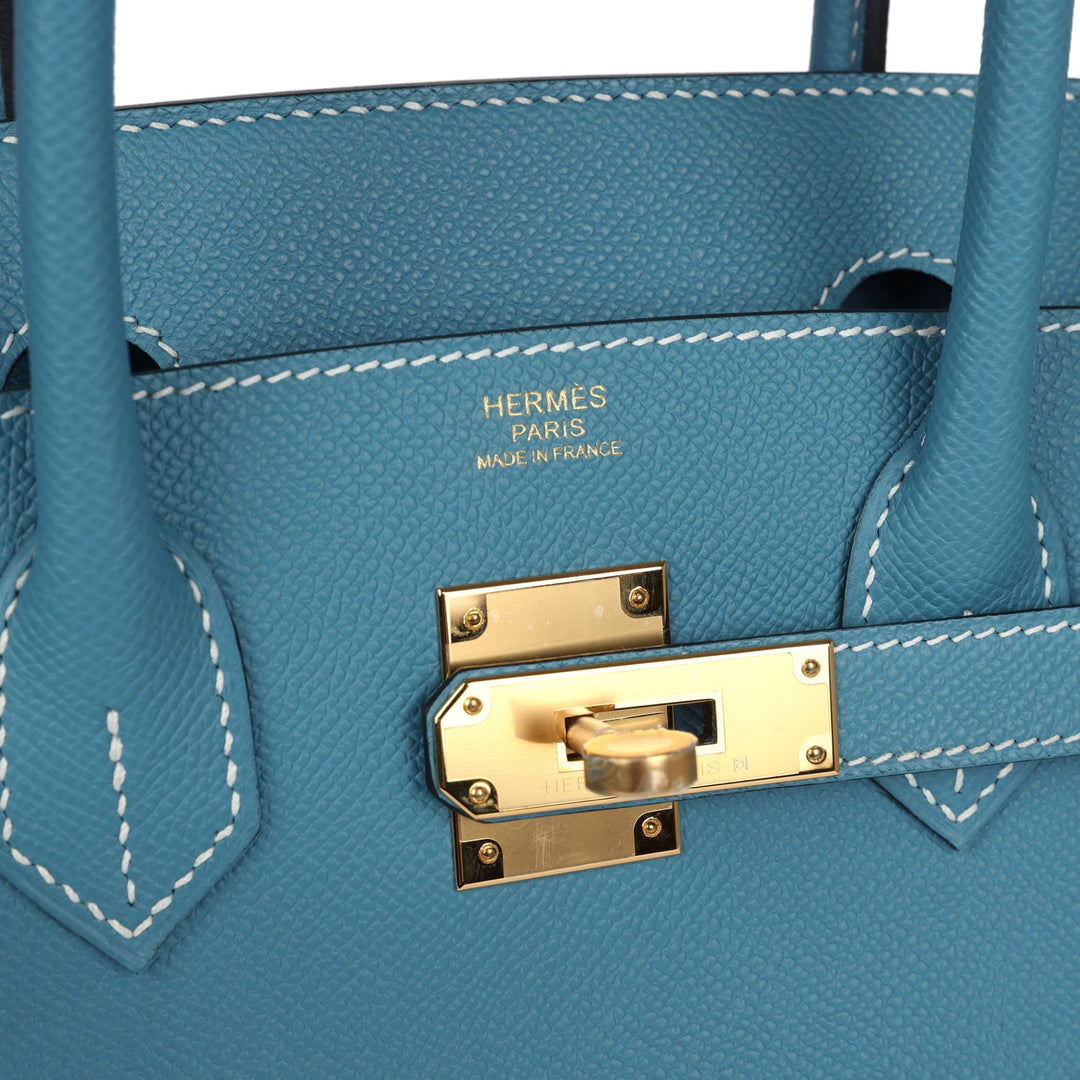 Hermes Birkin 30 Blue Jean Epsom Gold Hardware