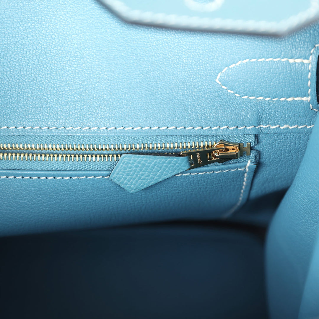 Hermes Birkin 30 Blue Jean Epsom Gold Hardware