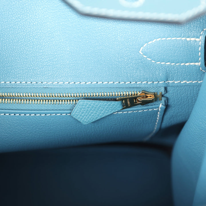 Hermes Birkin 30 Blue Jean Epsom Gold Hardware