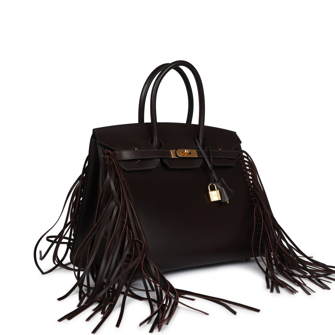 Hermes Anate Birkin 35 Chocolat Evergrain Gold Hardware