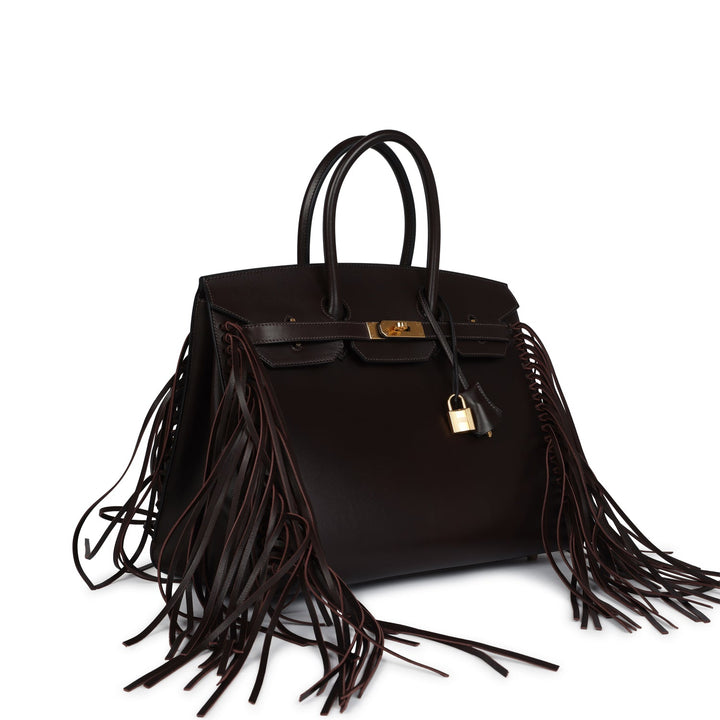 Hermes Anate Birkin 35 Chocolat Evergrain Gold Hardware