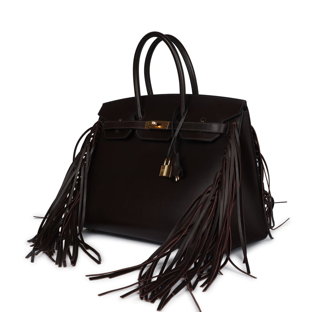 Hermes Anate Birkin 35 Chocolat Evergrain Gold Hardware