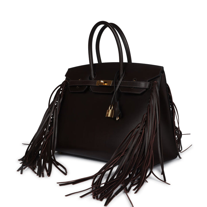 Hermes Anate Birkin 35 Chocolat Evergrain Gold Hardware