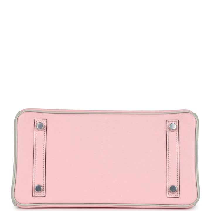 Hermes Special Order (HSS) Birkin 25 Rose Sakura and Gris Perle Chevre Mysore Brushed Palladium Hardware