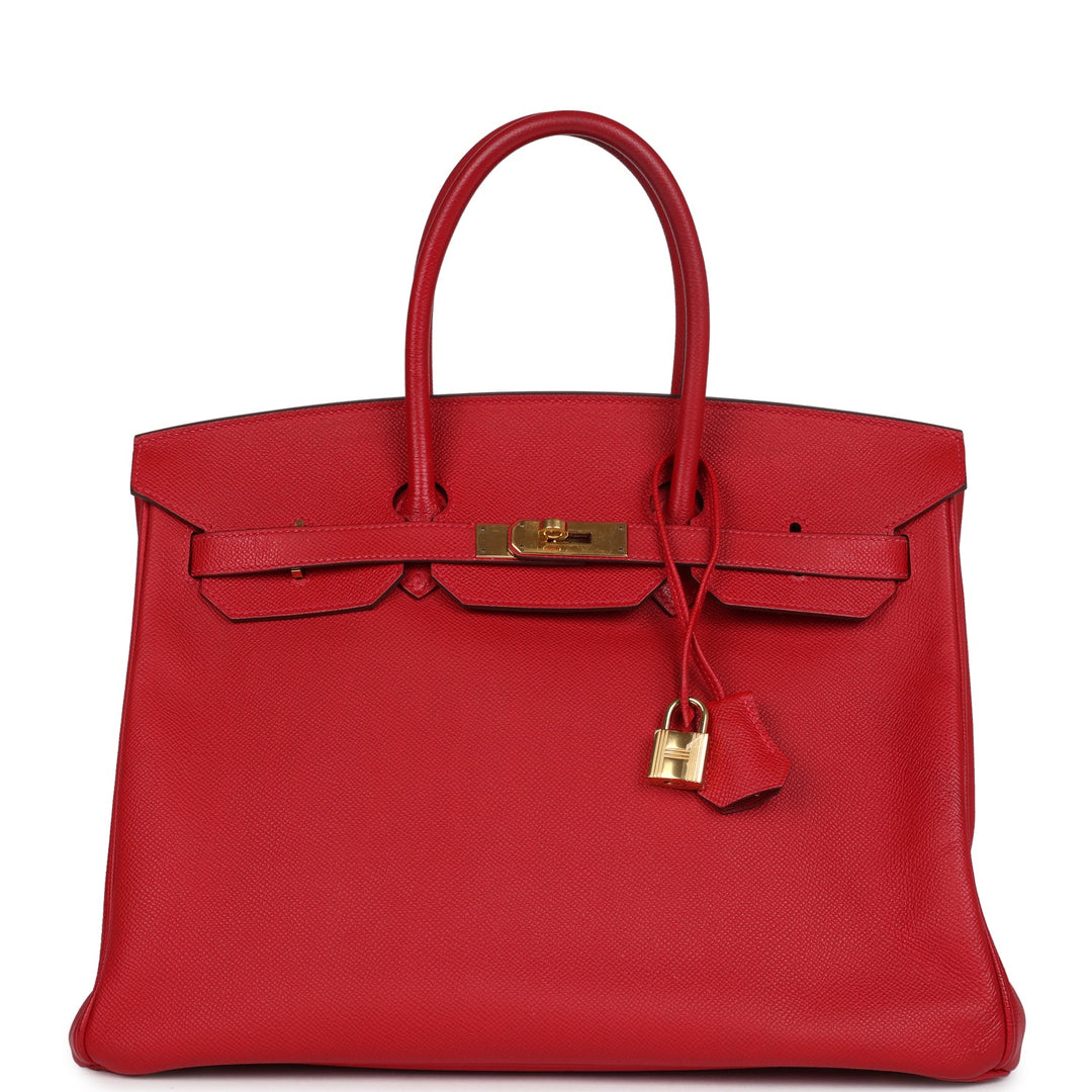 Hermes Birkin 35 Rouge Casaque Epsom Gold Hardware