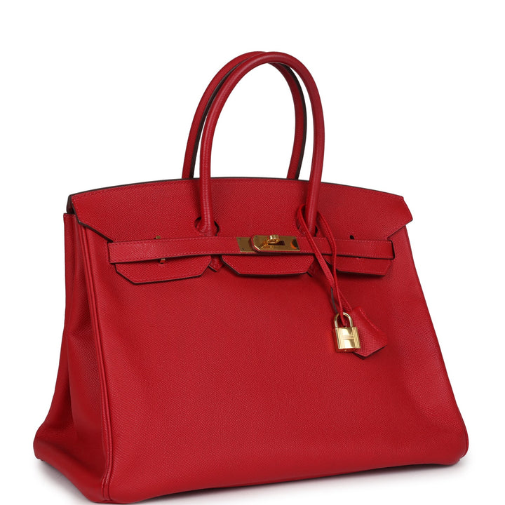 Hermes Birkin 35 Rouge Casaque Epsom Gold Hardware