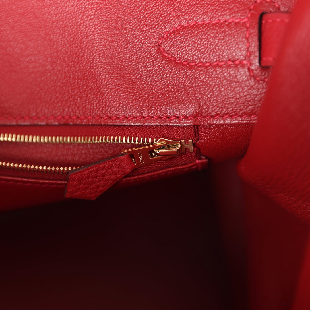 Hermes Birkin 35 Rouge Casaque Togo Gold Hardware