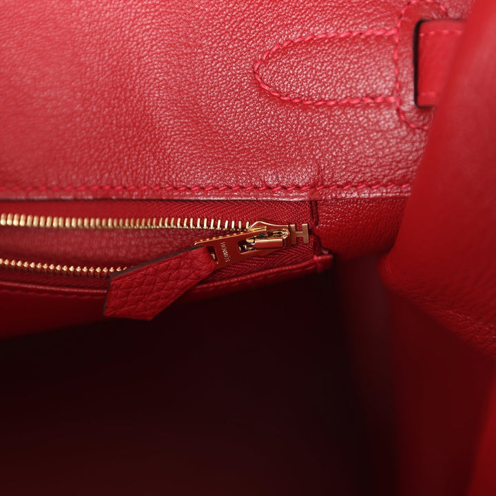 Hermes Birkin 35 Rouge Casaque Togo Gold Hardware