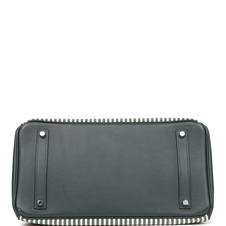 Hermes Birkin 35 Toile Riga and Vert Anglais Swift Palladium Hardware