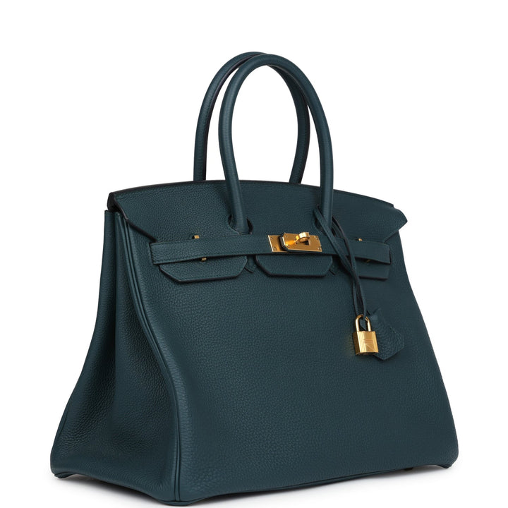 Hermes Birkin 35 Vert Cypress Togo Gold Hardware