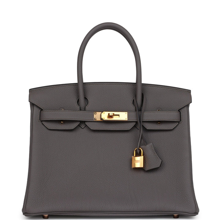 New Hermes Birkin 30 Etain Togo Rose Gold Hardware