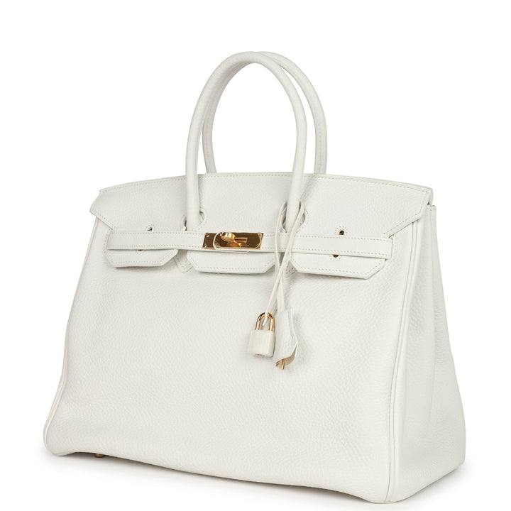 Hermes Birkin 35 White Clemence Gold Hardware