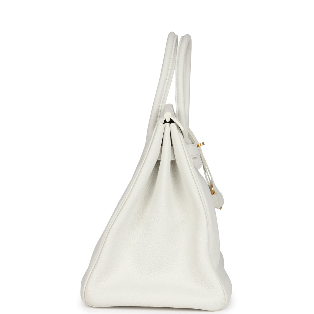 Hermes Birkin 35 White Clemence Gold Hardware