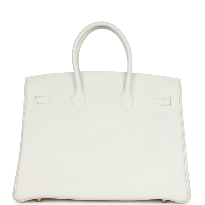 Hermes Birkin 35 White Clemence Gold Hardware