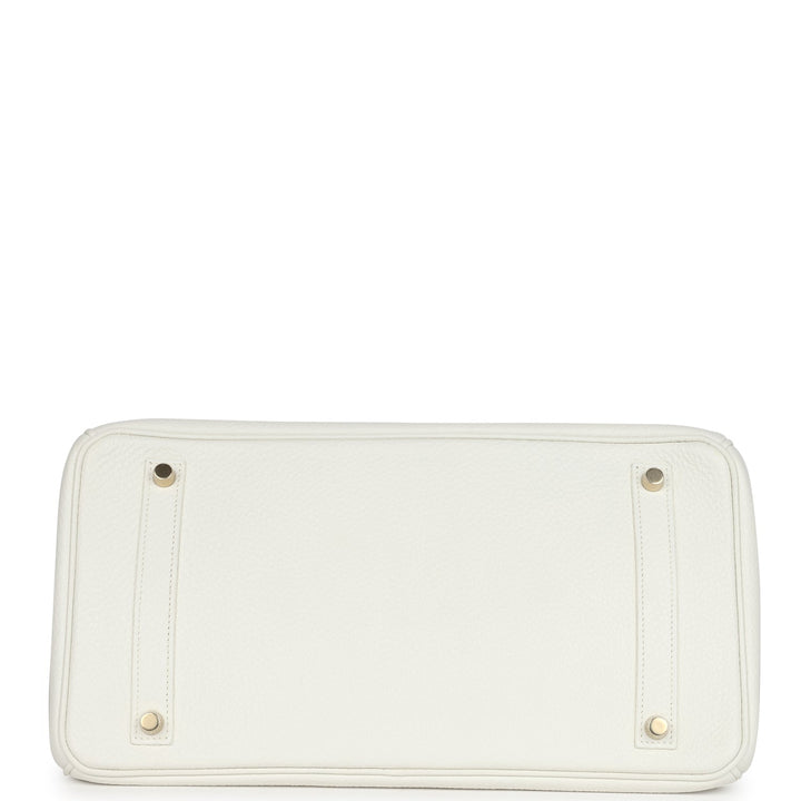 Hermes Birkin 35 White Clemence Gold Hardware