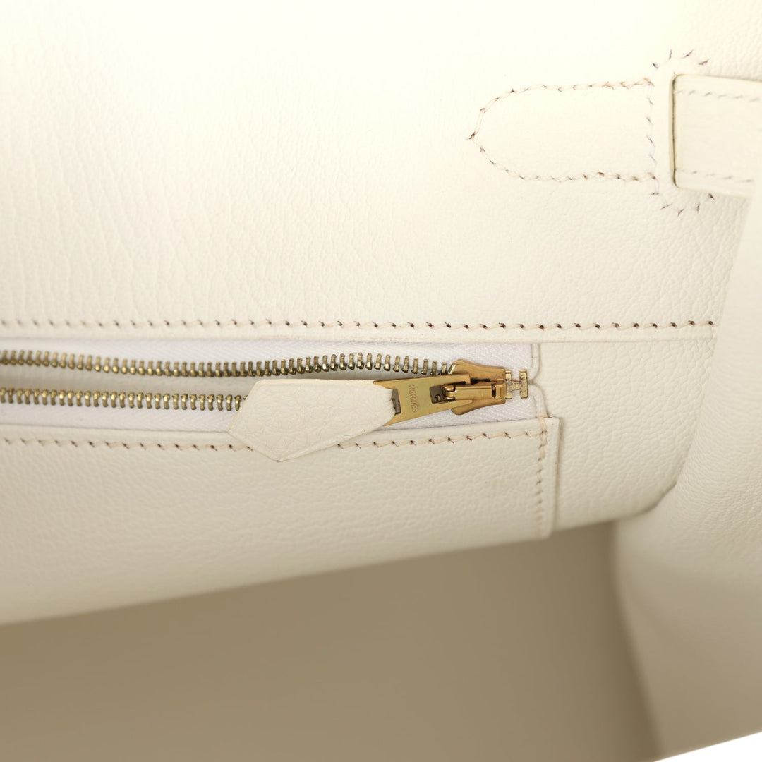 Hermes Birkin 35 White Clemence Gold Hardware