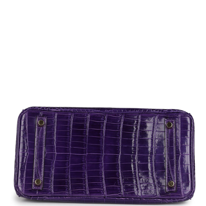 Hermes Birkin 30 Ultraviolet Shiny Niloticus Crocodile Gold Hardware
