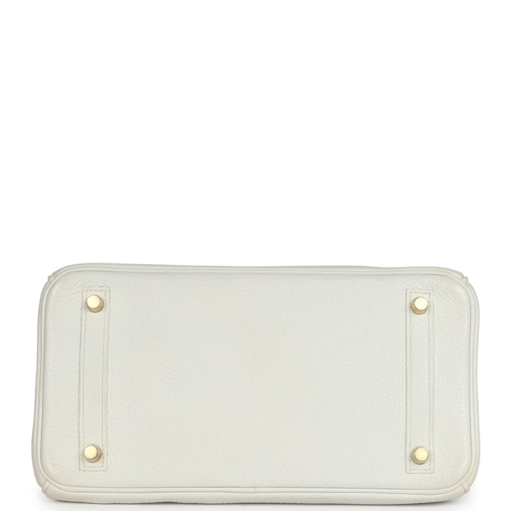 New Hermes Birkin 30 White Clemence Gold Hardware