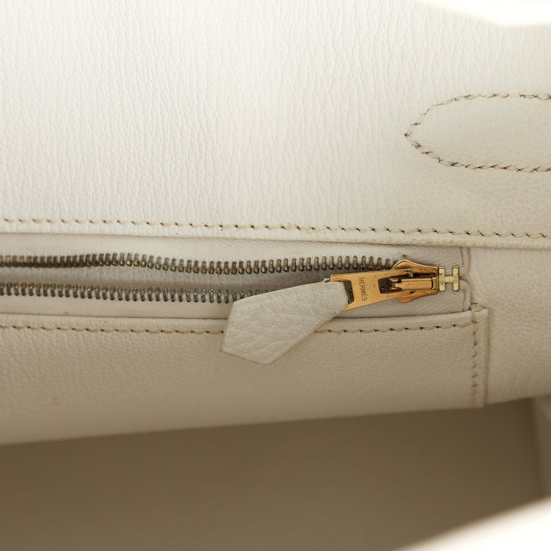 New Hermes Birkin 30 White Clemence Gold Hardware