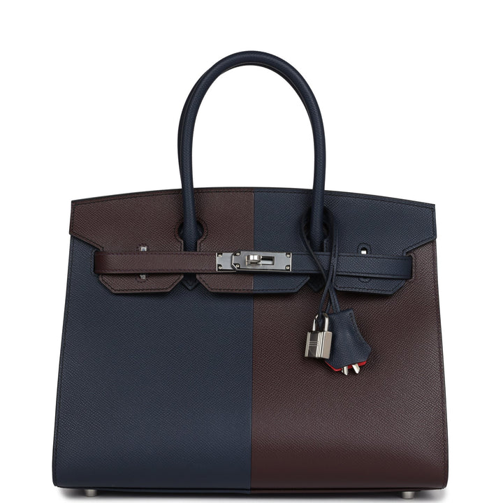 Hermes Casaque Birkin Sellier 30 Rouge Sellier and BleNewIndigo Epsom Palladium Hardware