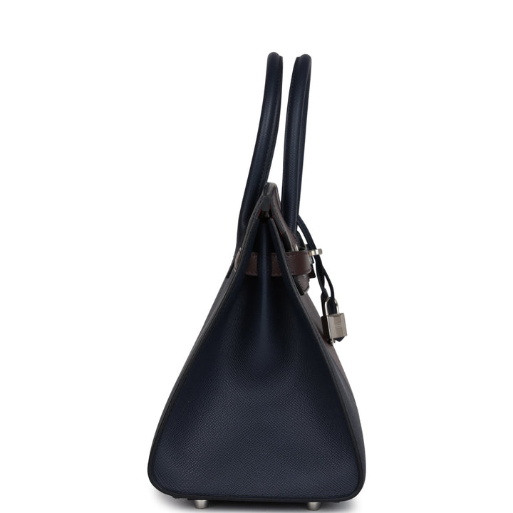 Hermes Casaque Birkin Sellier 30 Rouge Sellier and BleNewIndigo Epsom Palladium Hardware