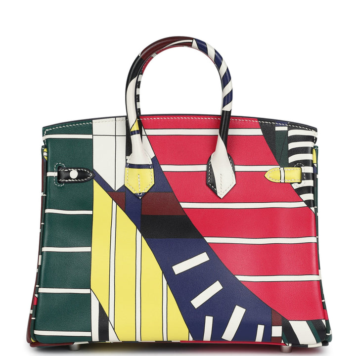 Hermes "One Two Three and Away We Go" Birkin 25 Multicolor Swift Palladium Hardware
