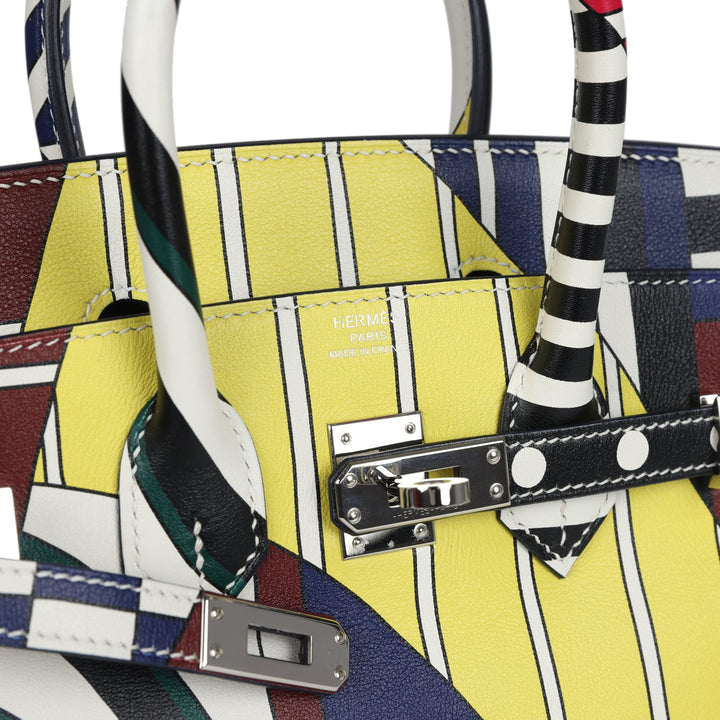 Hermes "One Two Three and Away We Go" Birkin 25 Multicolor Swift Palladium Hardware