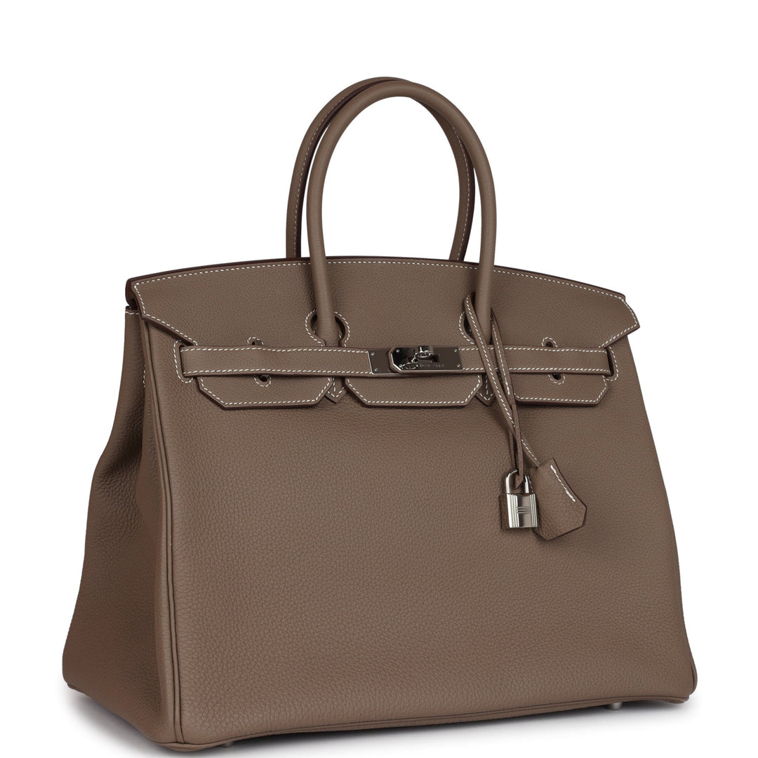 New Hermes Birkin 35 Etoupe Togo Palladium Hardware