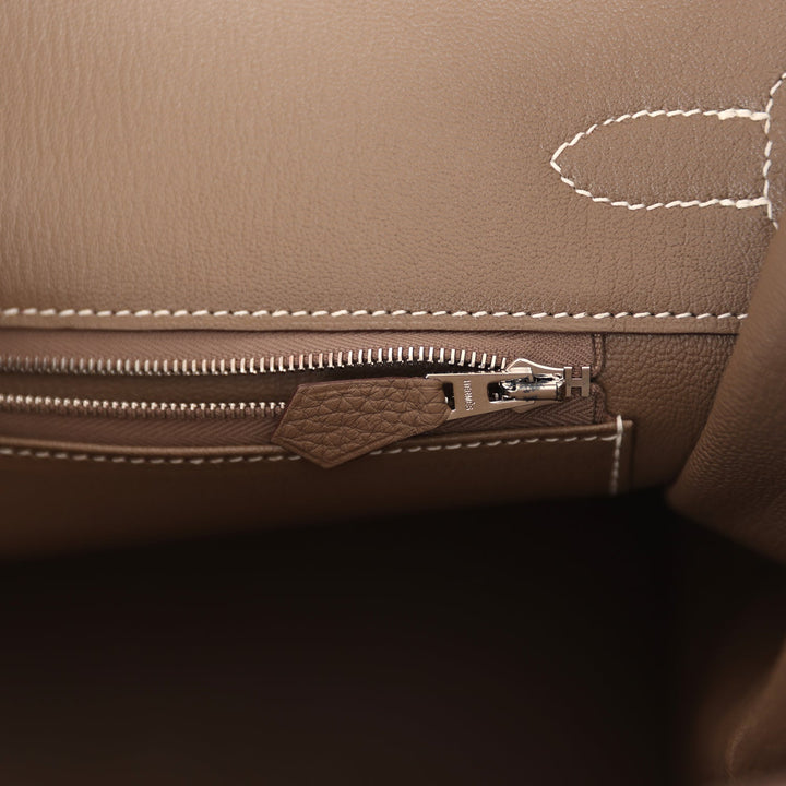 New Hermes Birkin 35 Etoupe Togo Palladium Hardware