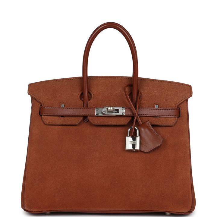 Vintage Hermes Birkin 25 Noisette Doblis and Box Palladium Hardware