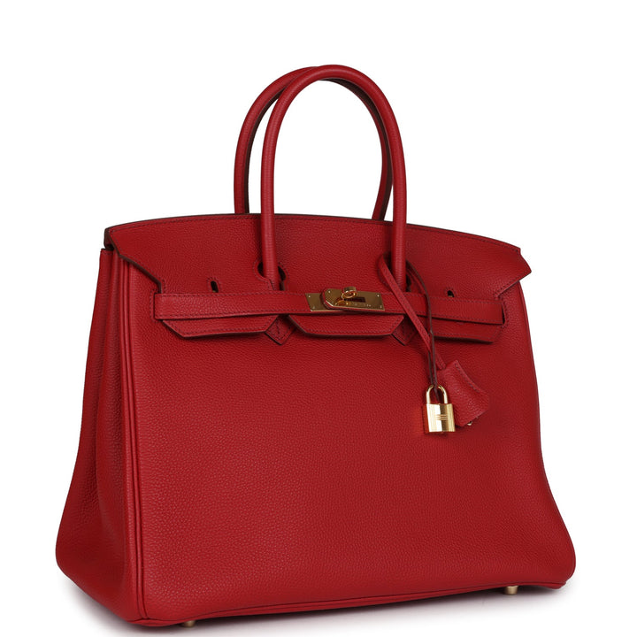 Hermes Birkin 35 Rouge Garance Togo Gold Hardware