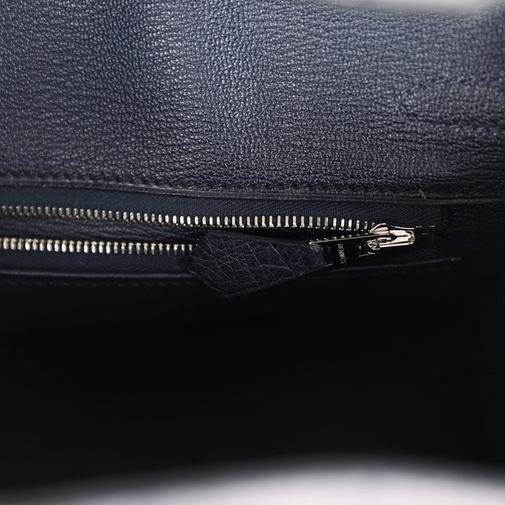 Hermes Special Order (HSS) Birkin 25 Gris Agate and Bleu Indigo Ostrich Brushed Palladium Hardware