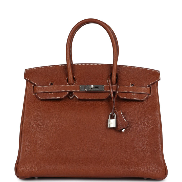 Hermes Birkin 35 Fauve Barenia Faubourg Palladium Hardware
