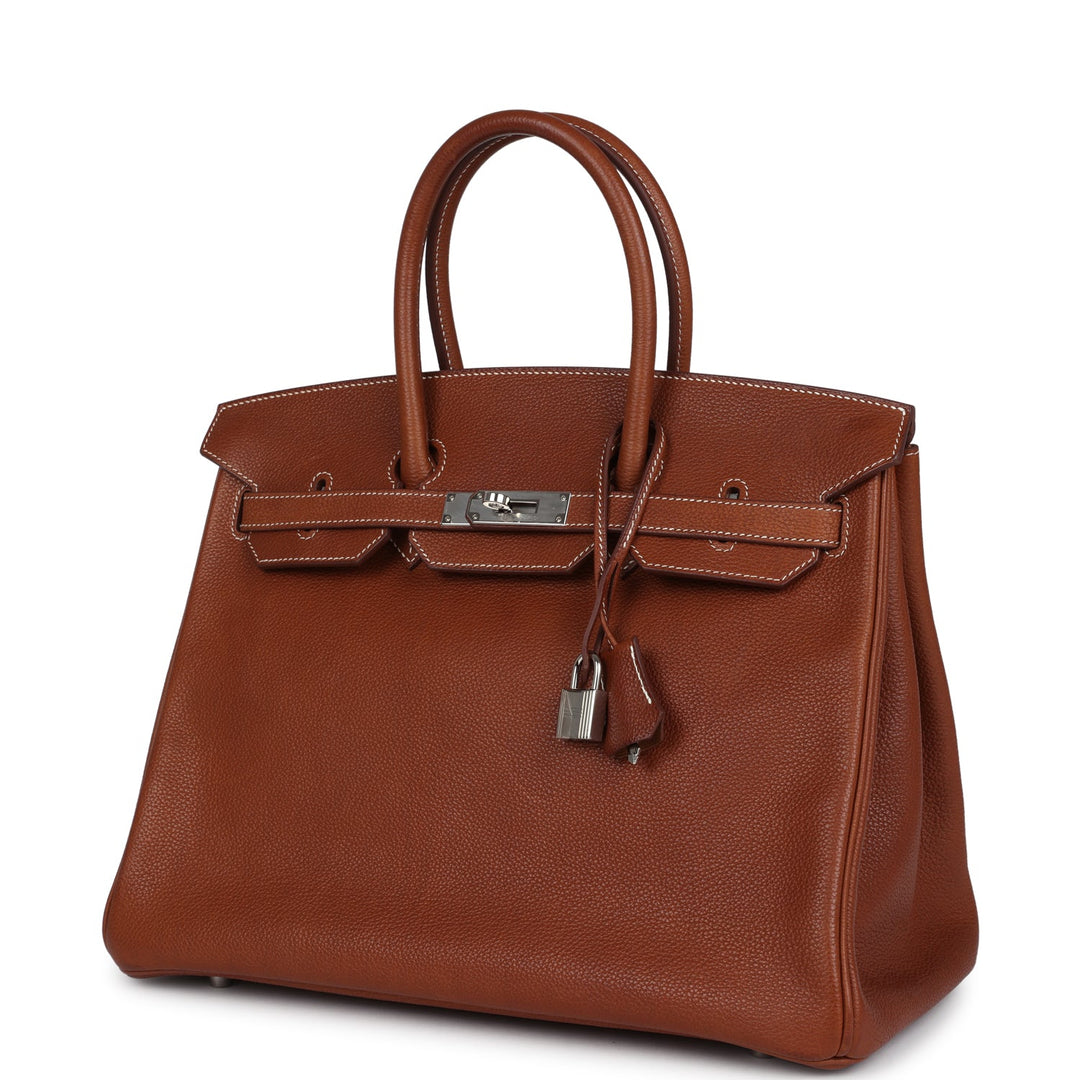 Hermes Birkin 35 Fauve Barenia Faubourg Palladium Hardware