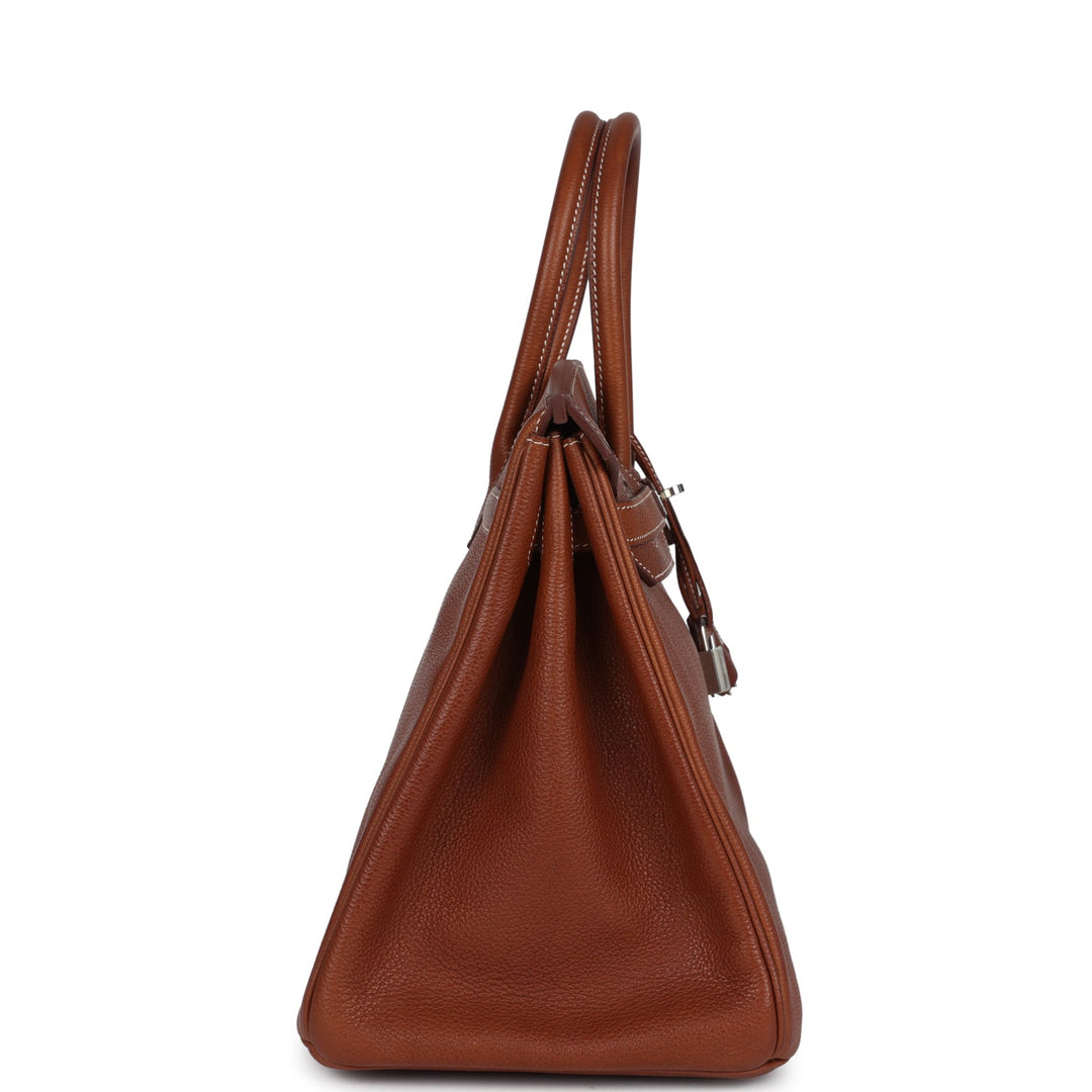 Hermes Birkin 35 Fauve Barenia Faubourg Palladium Hardware