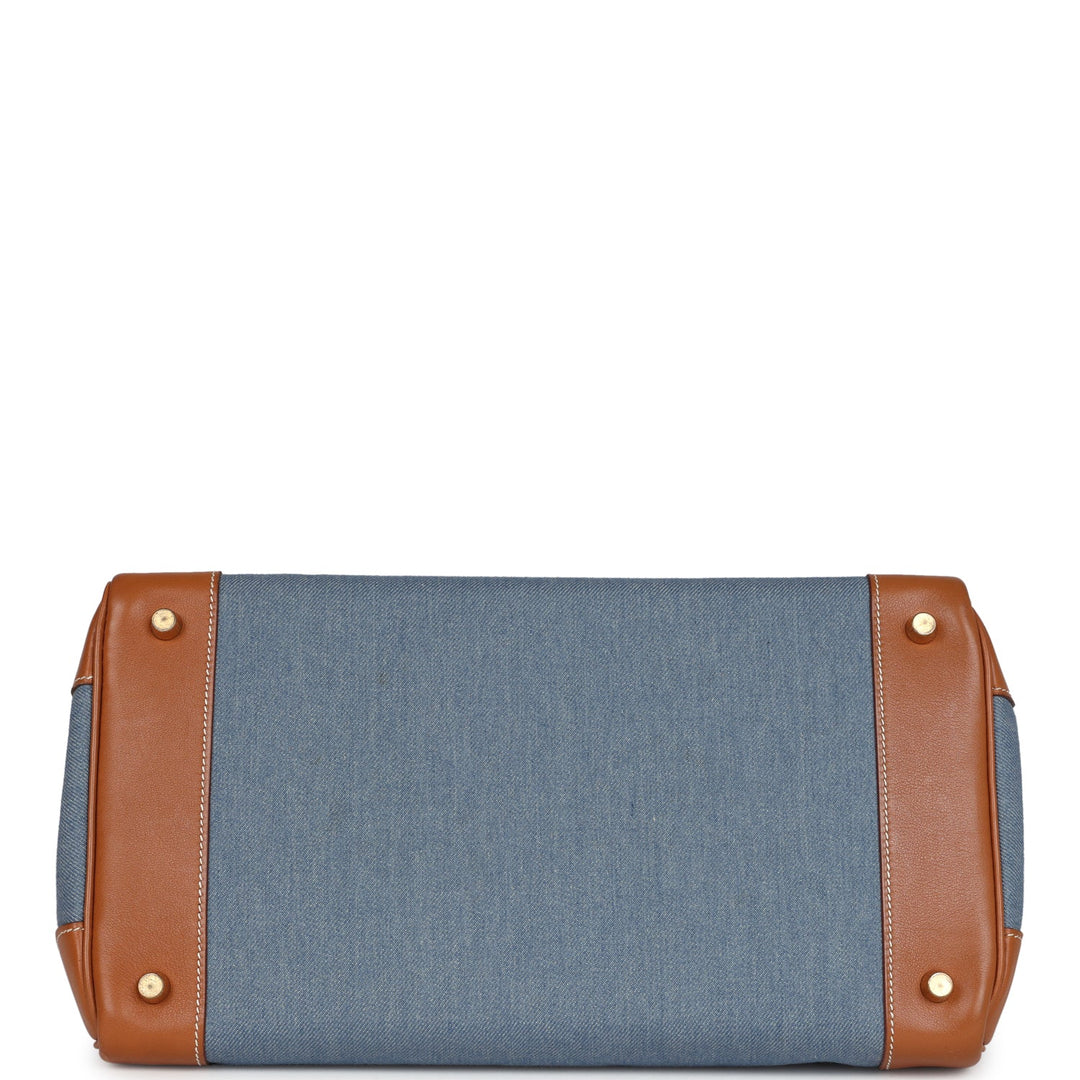 Hermes Birkin 35 Blue Denim and Gold Gulliver Gold Hardware