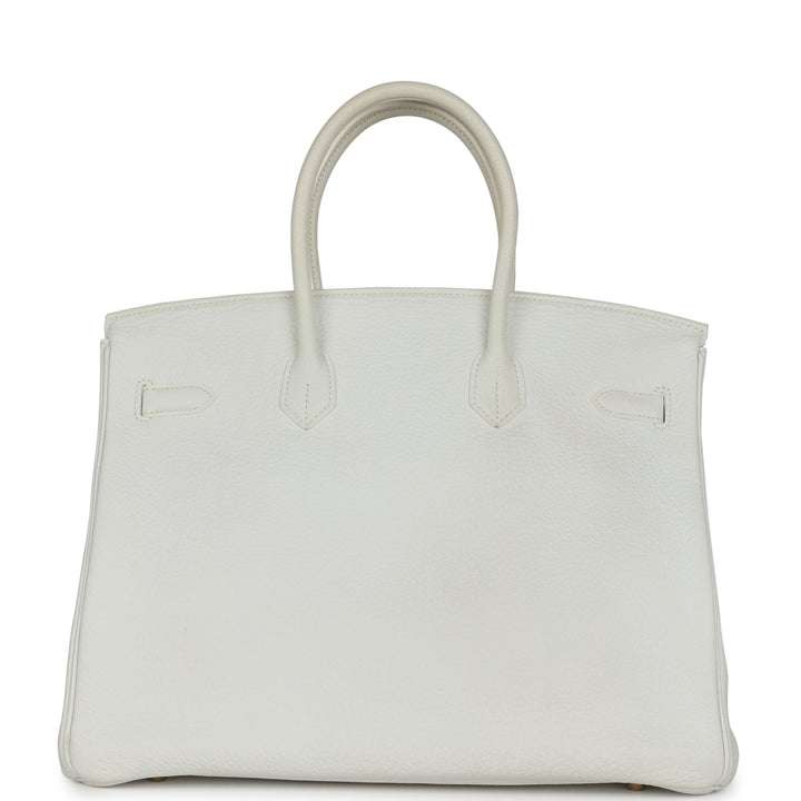 Hermes Birkin 35 White Clemence Gold Hardware