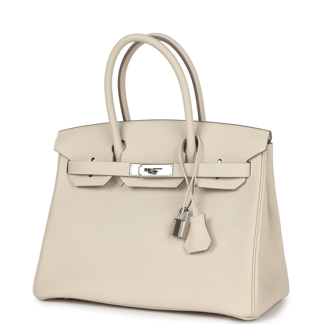 New Hermes Birkin 30 Craie Togo Palladium Hardware