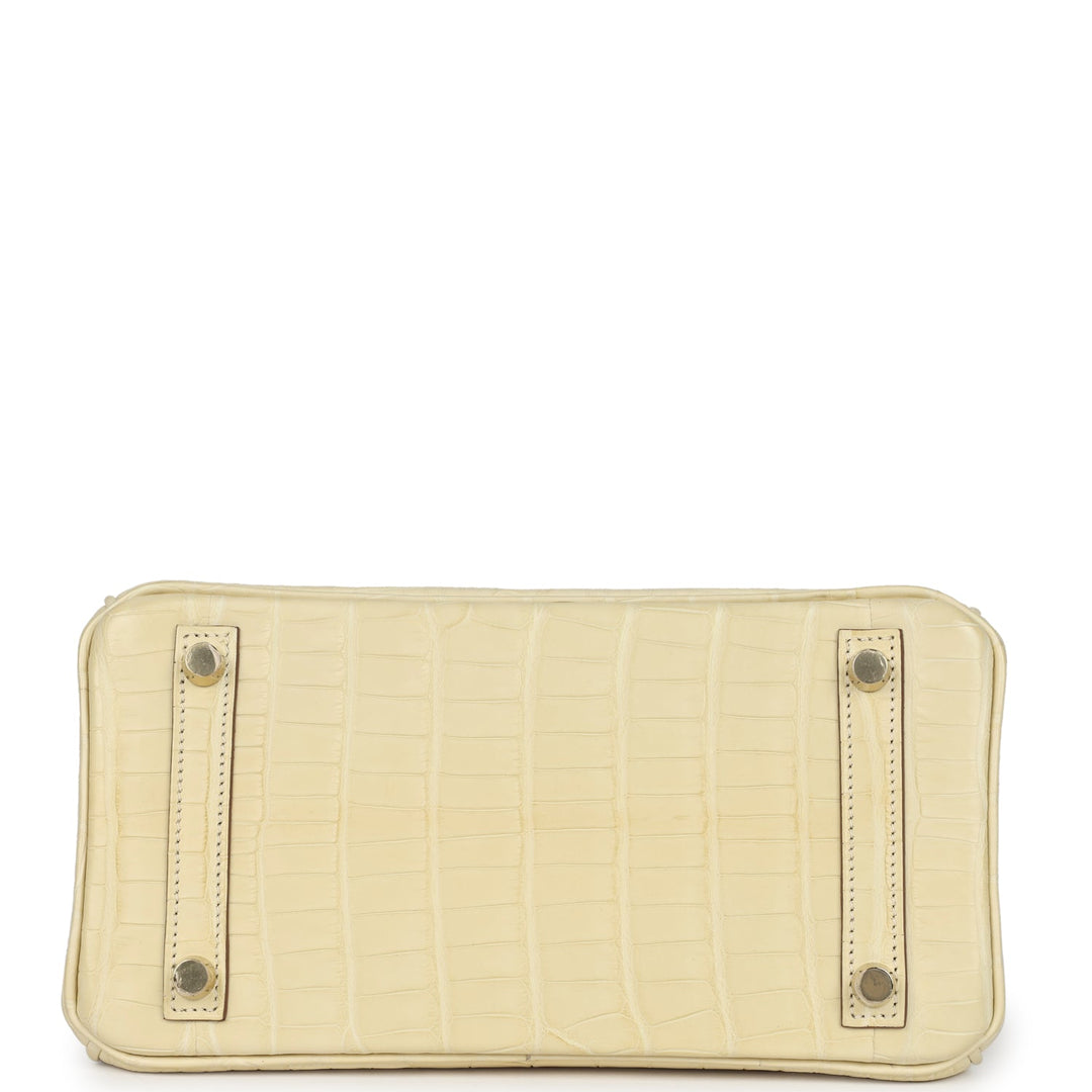 Hermes Special Order (HSS) Birkin 25 Vanille Matte Alligator Brushed Gold Hardware