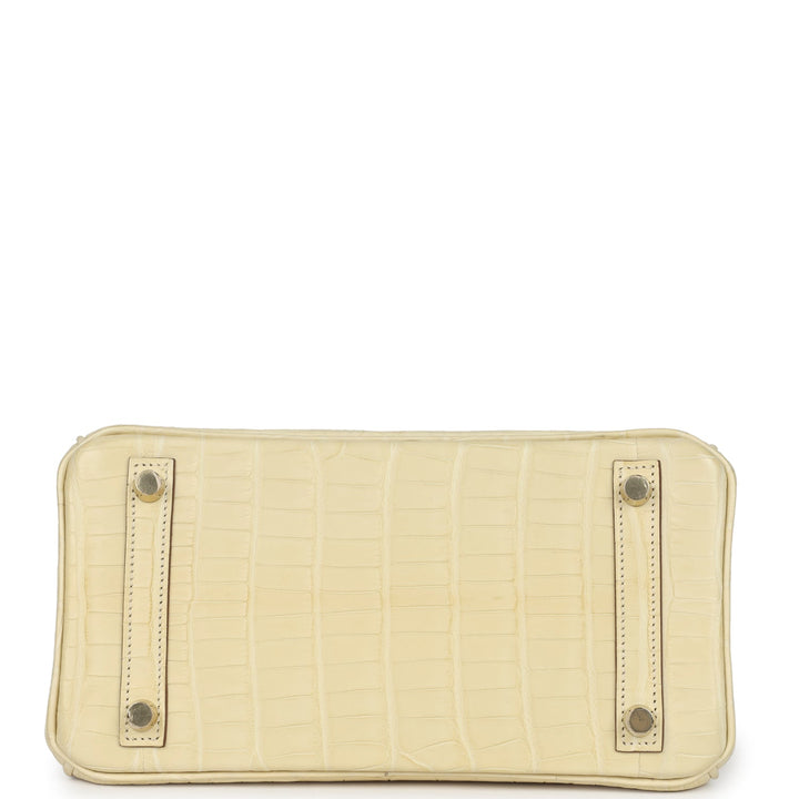 Hermes Special Order (HSS) Birkin 25 Vanille Matte Alligator Brushed Gold Hardware
