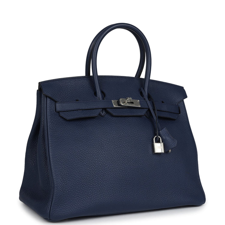 Hermes Birkin 35 Bleu De Malte Verso Togo Palladium Hardware