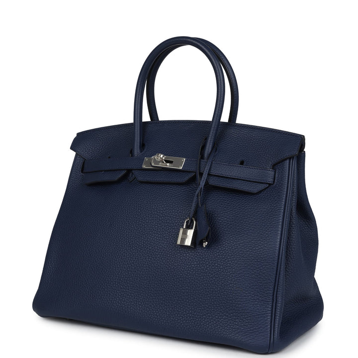 Hermes Birkin 35 Bleu De Malte Verso Togo Palladium Hardware