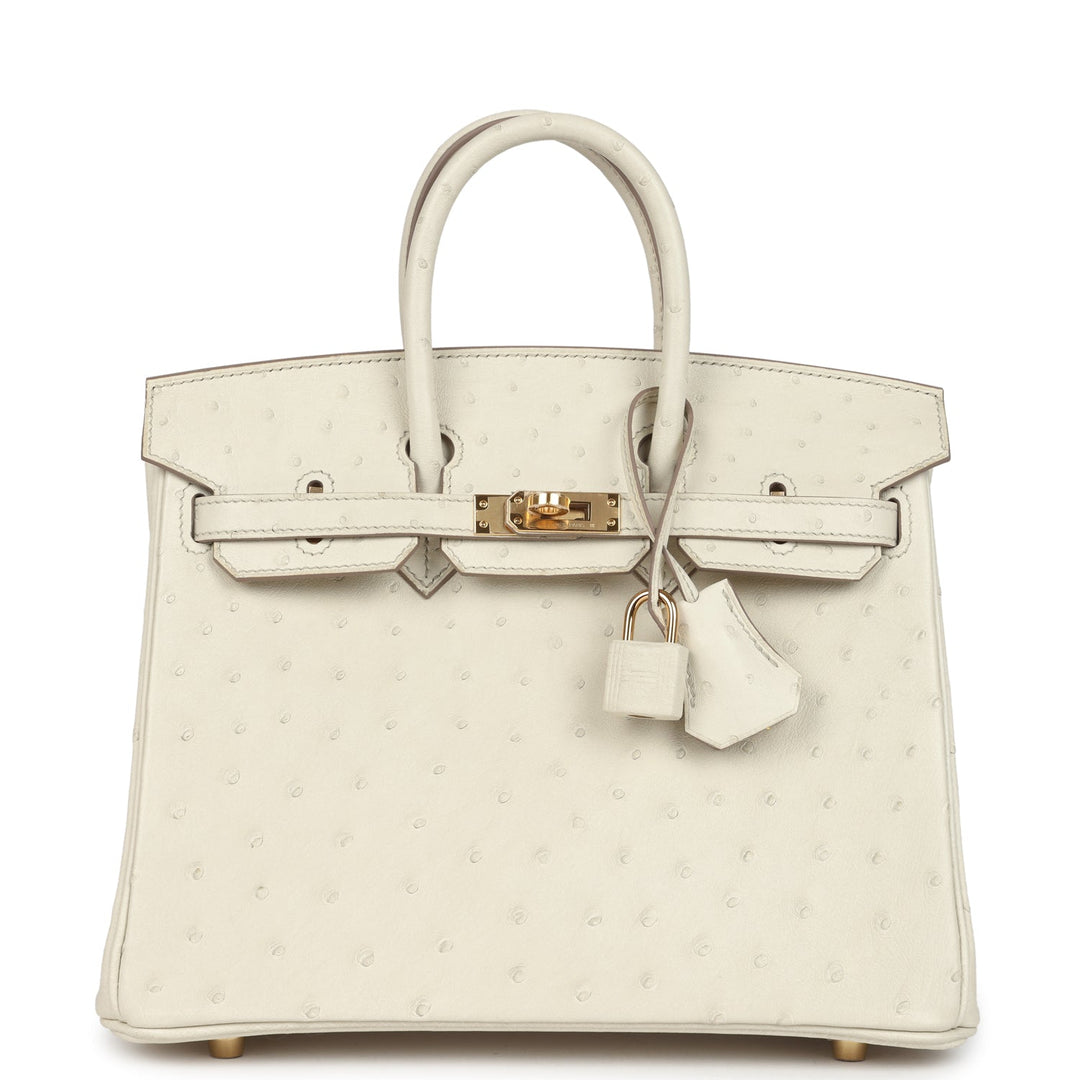 Hermes Birkin 25 Beton Ostrich Gold Hardware