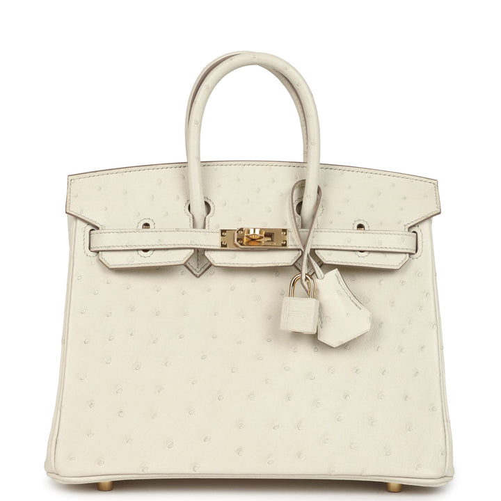 Hermes Birkin 25 Beton Ostrich Gold Hardware