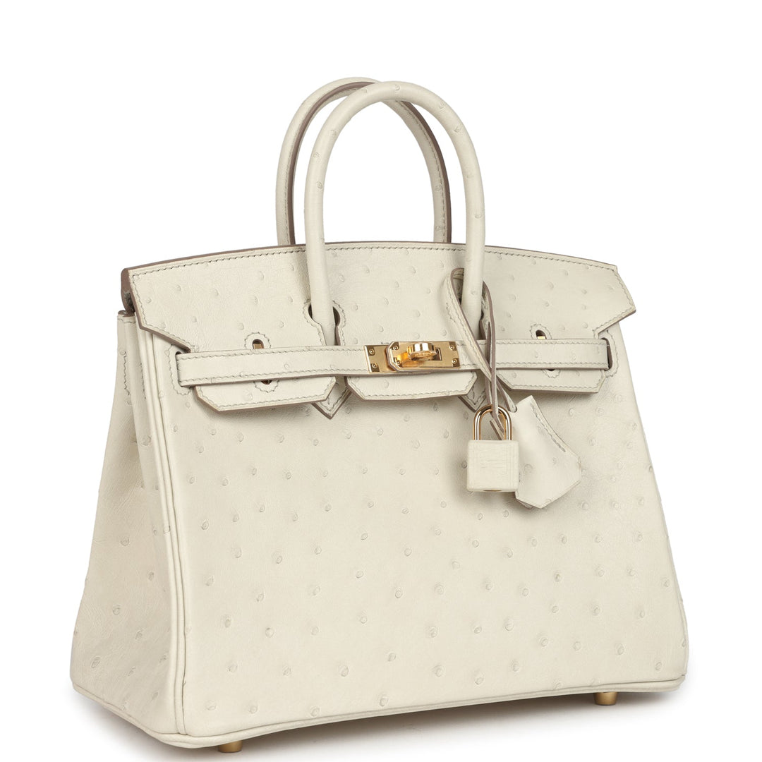 Hermes Birkin 25 Beton Ostrich Gold Hardware