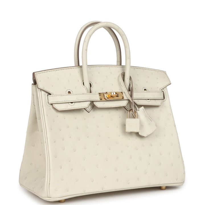 Hermes Birkin 25 Beton Ostrich Gold Hardware