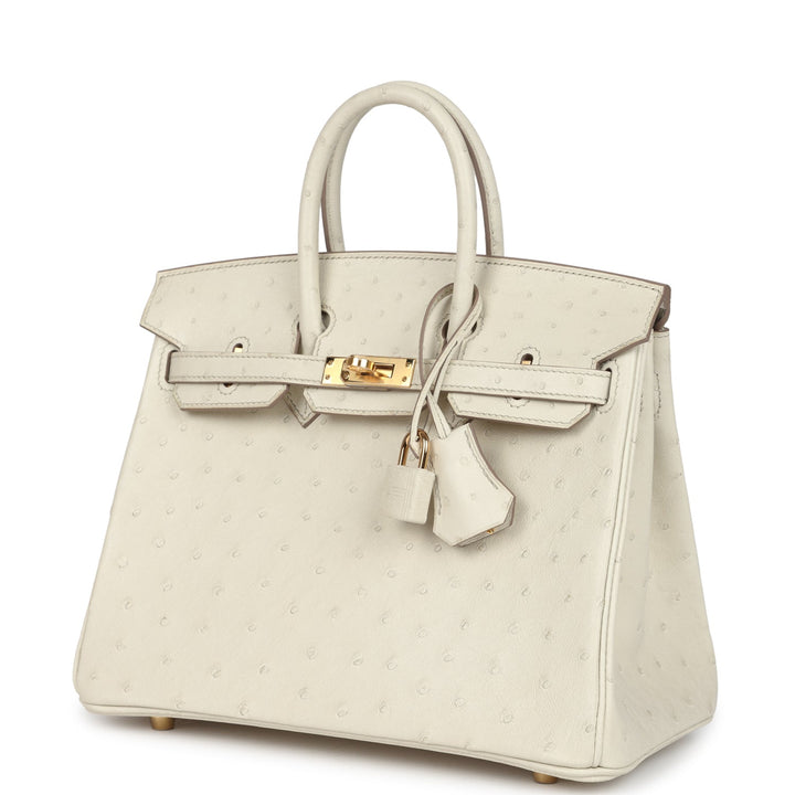 Hermes Birkin 25 Beton Ostrich Gold Hardware