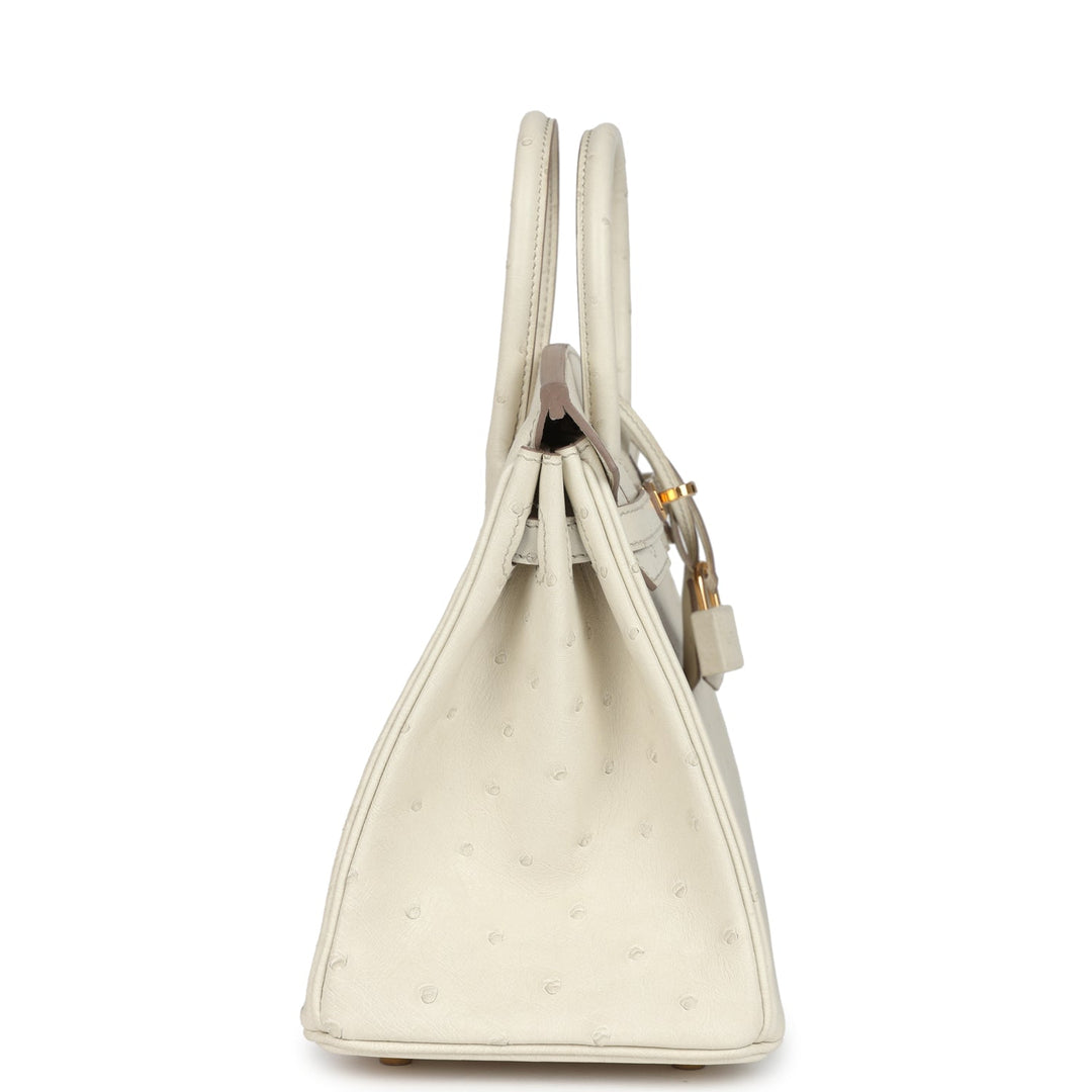 Hermes Birkin 25 Beton Ostrich Gold Hardware