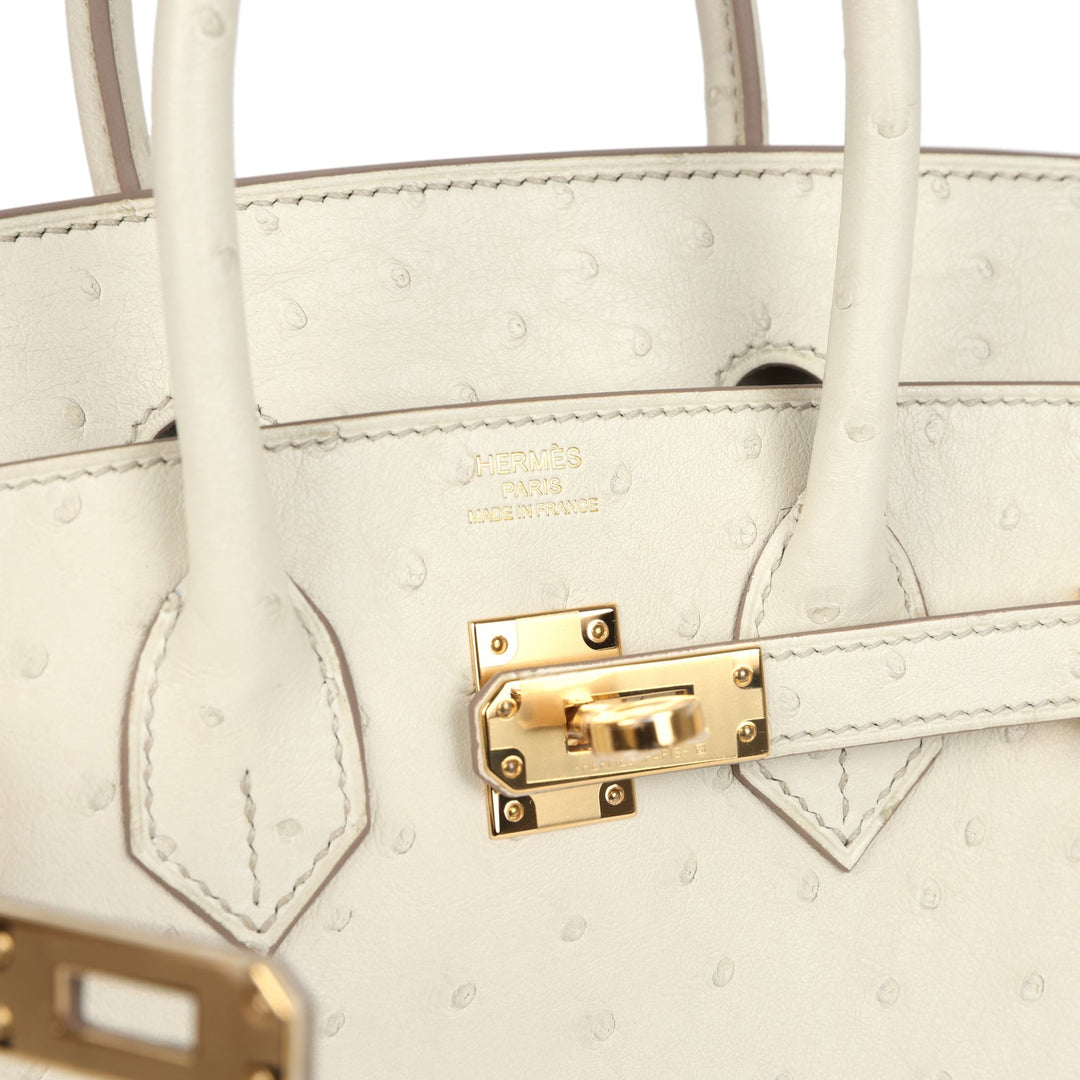 Hermes Birkin 25 Beton Ostrich Gold Hardware